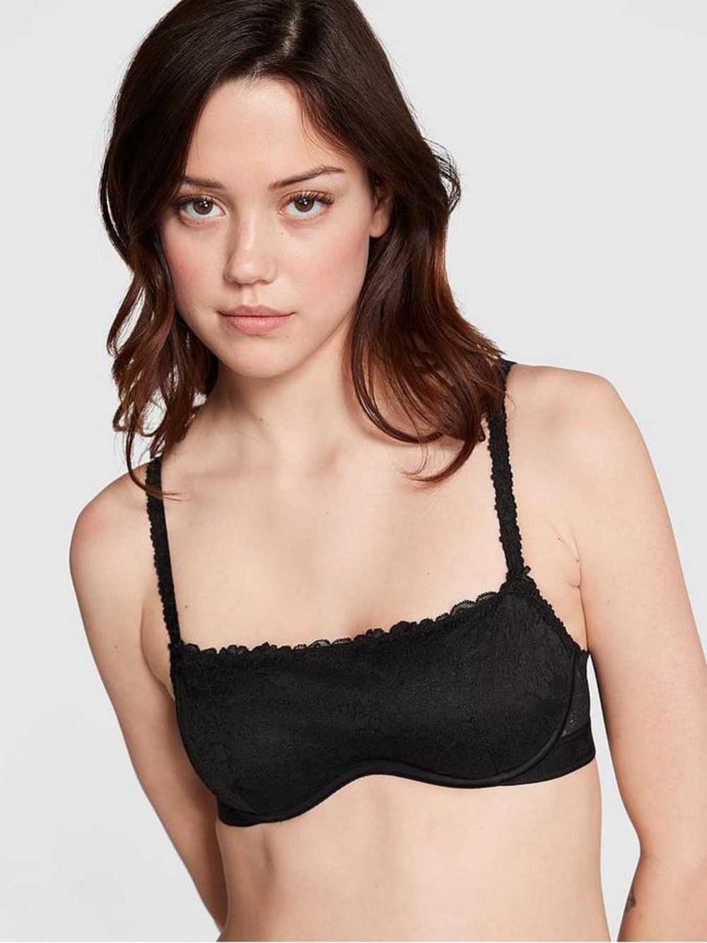 PINK Victoria's Secret Black Lace Balconette Bra